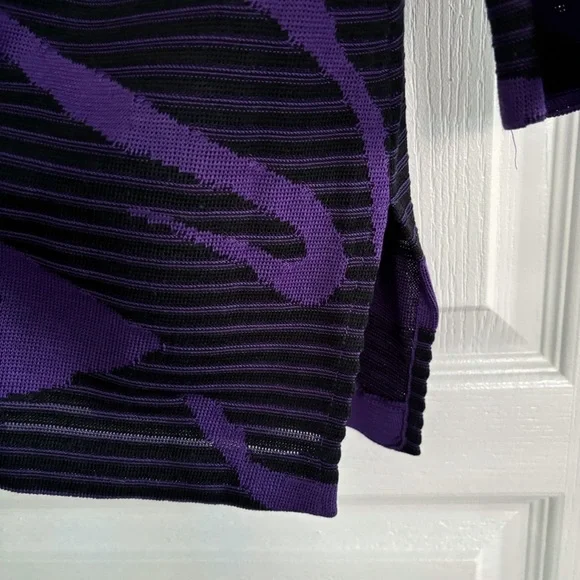 Ming Wang Purple Zebra Striped Knit Jacket Cardigan Medium - Picture 4 of 9